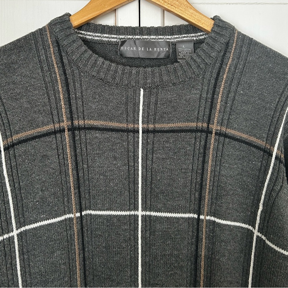Oscar De La Renta Men’s Size L Long Sleeve Crew Neck Knit Pullover Sweater